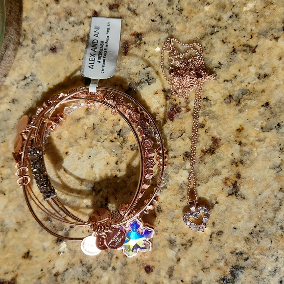 Alex and Ani bracelet stack in rose gold - Picture 1 of 4